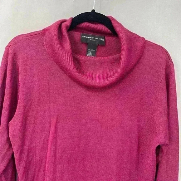 August Silk Knit Sweater Womens Large Cozy Soft Elevated Basic Minimalist Classy - Picture 3 of 9